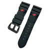 New design Panerai Submersible Rubber strap in black with red logo and black buckle