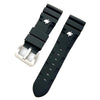 New design Panerai Submersible Rubber strap in black with white logo and silver buckle