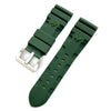 New design Panerai Submersible Rubber strap in green with logo and silver buckle