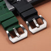 New design Panerai Submersible replacement Rubber strap - brushed silver buckle with logo