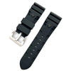 New design Panerai Submersible Rubber strap in black with black logo and silver buckle