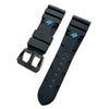 New design Panerai Submersible Rubber strap in black with blue logo and black buckle