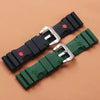 New design Panerai Submersible replacement Rubber strap - green and black with silver buckle and a logo