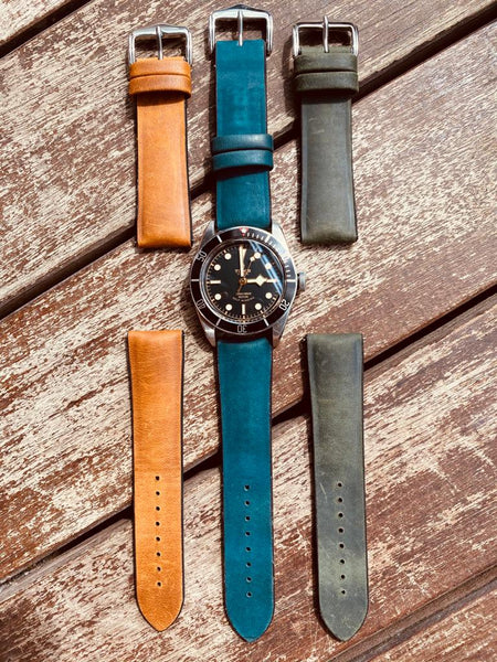 Suede Vintage Leather on rubber strap - StrapMeister