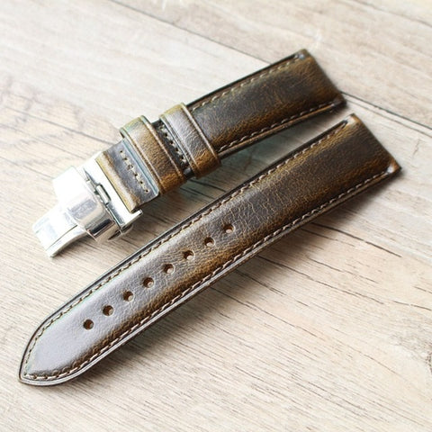 Strapmeister Vintage style leather strap with Clasp-Free shipping - StrapMeister